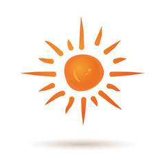 Hand drawn sun icon. Grunge sun icon isolated on white background. Sun logo. Cute cartoon sun. Weather, summer, nature, sun star. Star sun silhouette. Nature sun star. Editable vector illustration