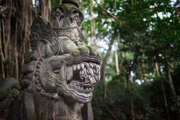 Fototapeta na wymiar Statue in Sacred Monkey Forest, Ubud, Bali, Indonesia