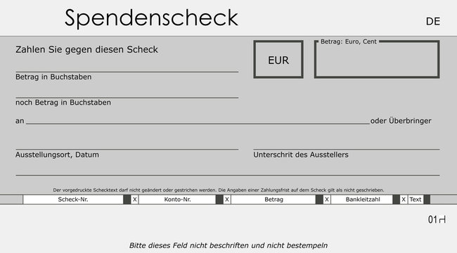 Schlichte Spendenscheck Vorlage