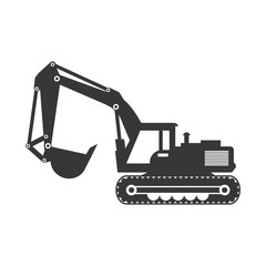 Under construction concept represented by hydraulic excavator icon. isolated and flat illustration 