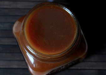 Salted caramel in a glass jar