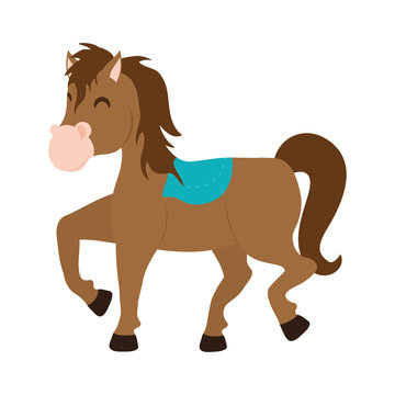 Farm animal concept represented by horse cartoon icon. isolated and flat illustration 