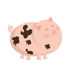 Farm animal concept represented by pig cartoon icon. isolated and flat illustration 
