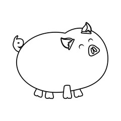 Farm animal concept represented by pig cartoon icon. isolated and flat illustration 