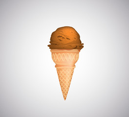 Orange ice cream cone isolated.