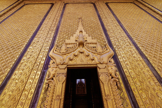 BAGO, MYANMAR - APRIL 26: The palace of the king in Myanmar in the past. Kambawzathardi golden palace. Kambodza Thadi Palace, Kanbawzathadi Palace in Bago, Myanmar 26 April 2016.