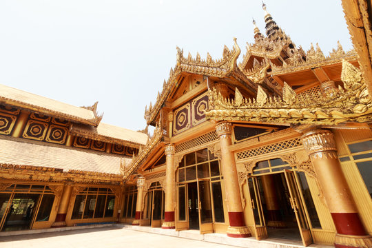 BAGO, MYANMAR - APRIL 26: The palace of the king in Myanmar in the past. Kambawzathardi golden palace. Kambodza Thadi Palace, Kanbawzathadi Palace in Bago, Myanmar 26 April 2016.