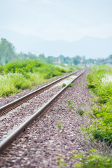 Fototapeta na wymiar detail shot of a railroad track
