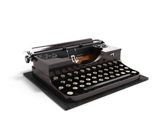 Retro rusty typewriter 3d render isolated on white background