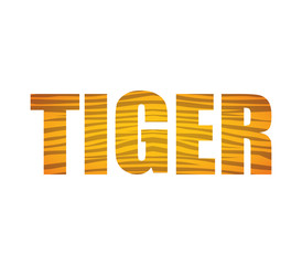 Animal text concept represented by tiger icon. isolated and flat illustration 