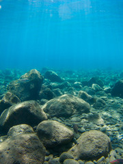 Underwater sun beams