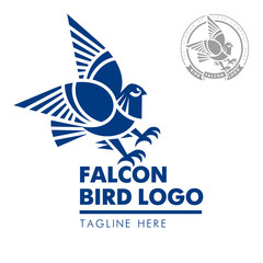 Шаблон фирменного знака компании. Птица, орел, сокол. Корпоративный стиль. Мужской логотип. Серьезный, строгий.