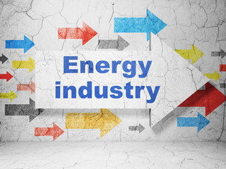 Manufacuring concept: arrow with Energy Industry on grunge wall background