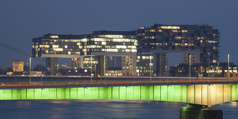 Kranhäuser am Rheinauhafen, Köln, Nordrhein-Westfalen, Deutschland, Europa