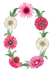 Watercolor floral wreath. Perfect for a greeting card 