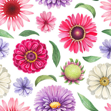 Seamless pattern with watercolor flowers