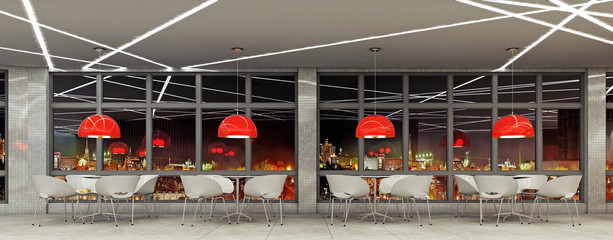 Современное кафе 3d rendering