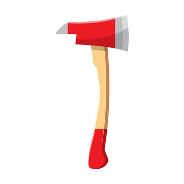 Red axe icon in cartoon style