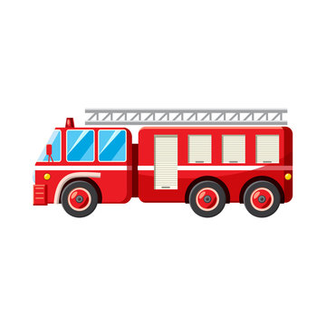 Fire truck icon in cartoon style
