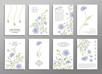 collection of cute invitation cards with flowers for your design
