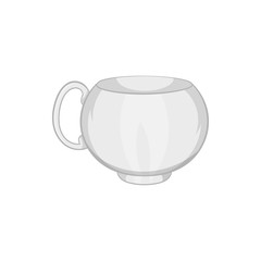 White tea cup icon, cartoon style