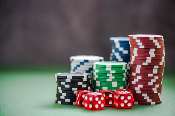 poker and roulette casino chips
