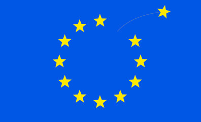 A Star Disappears from European Flag / Brexit Concept