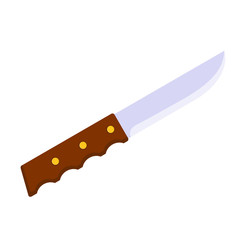 Cartoon Kitchen knife with a wooden handle on a white background
