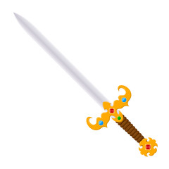 Antique vintage two-handed sword with a jeweled. Cartoon style.