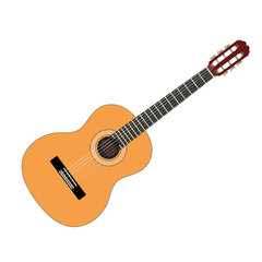 Obraz na płótnie Canvas Musical instrument - acoustic guitar with strings on a white bac