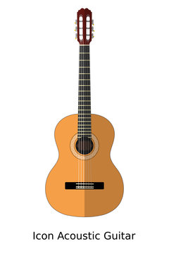 Icon simple acoustic guitar on a white background. Sign of music