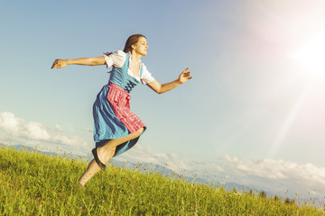 woman in bavarian traditional dirndl