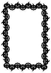 Black and white frame with Halloween pumpkin silhouette. Vector clip art.