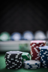 casino chips and metal case