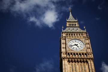 Fototapeta na wymiar Big Ben against blue sky, London, UK
