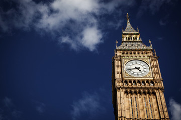 Fototapeta na wymiar Big Ben against blue sky, London, UK