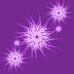Fototapeta premium Abstract white flowers on purple background