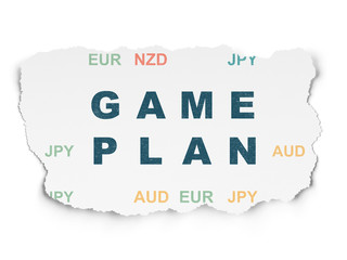 Business concept: Game Plan on Torn Paper background