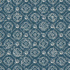 Seamless worn out vintage background 418_round cross dot line flower
