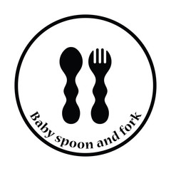 Baby spoon and fork icon