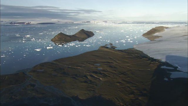 Ice floes on water