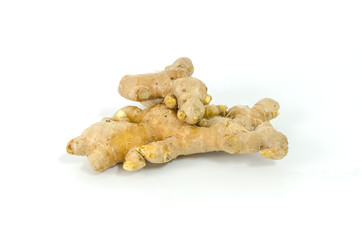 Fresh ginger root isolated on white background