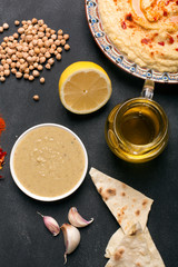 Ingredients of hummus (top view)