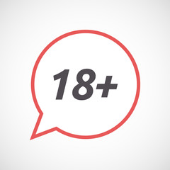 Isolated comic balloon icon with    the text 18+