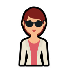 Person concept represented by woman cartoon icon. Isolated and Flat illustration