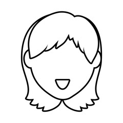 Person concept represented by silhouette of woman head icon. Isolated and Flat illustration