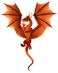 Naklejka premium Red dancing dragon isolated on white background 3d illustration