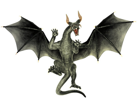 Elegant dragon isolated on white background 3d illustration