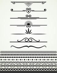 Black and white dividers and borders, flat vector design