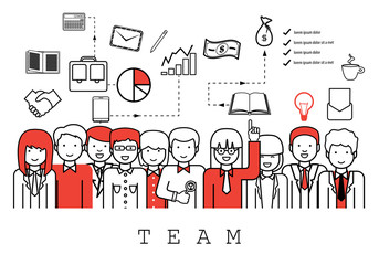 Business People Team - On White Background-Vector Illustration, Graphic Design. Concept For Web,Websites, Print Materials